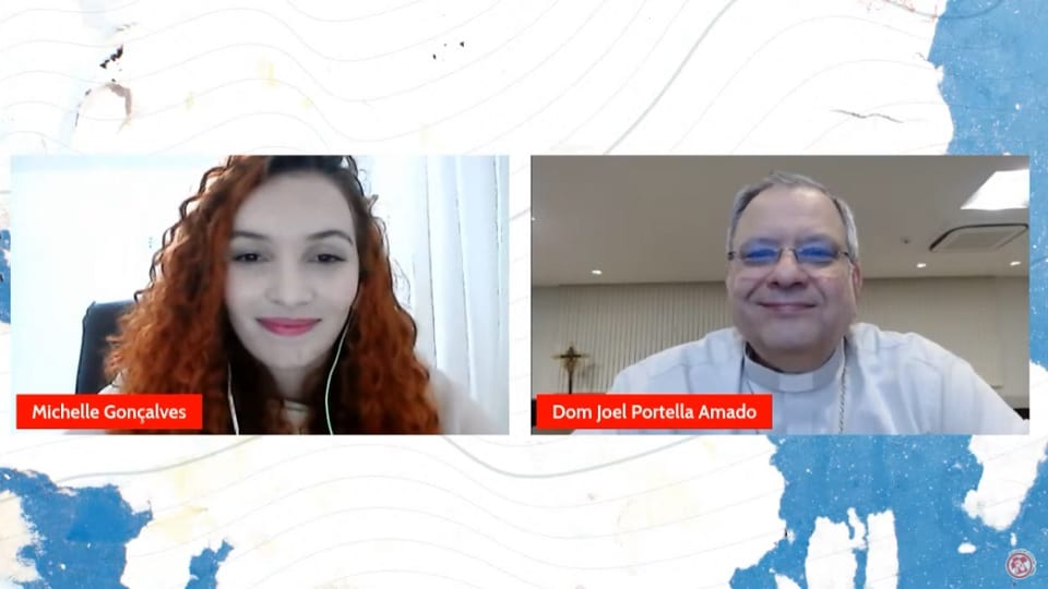 Michele Gonçalves e dom Joel Amado