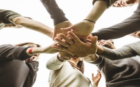 Group of teenagers volunteer