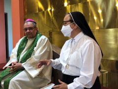 Dom Joel Portella Amado e Irmã Maria Inês Ribeiro