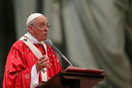 Pope Francis celebrates the Pentecostal mass at Saint Peter Dome